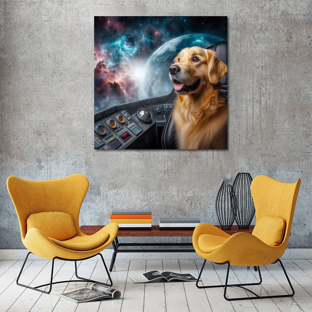 Golden Retriever's Space Journey: Explorer of Distant Galaxies