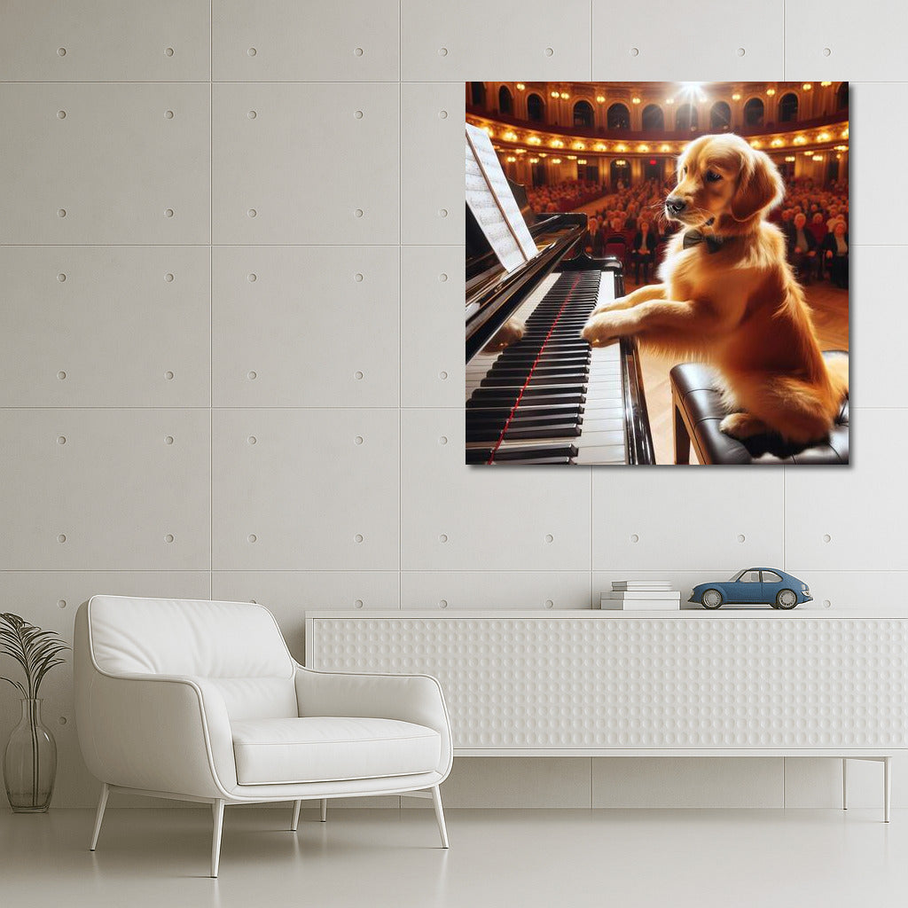 Golden Retriever at the Piano: Musical Magic for Your Home