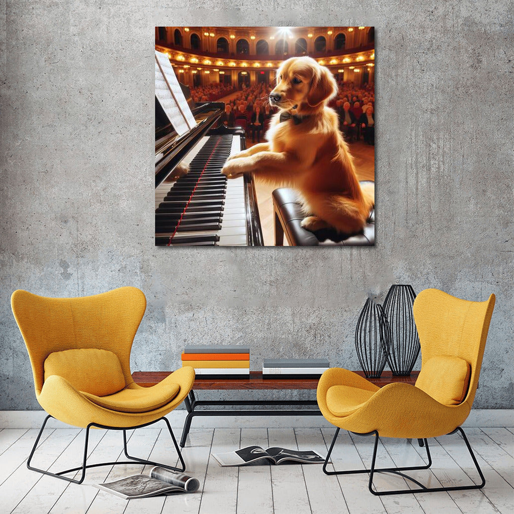Golden Retriever at the Piano: Musical Magic for Your Home