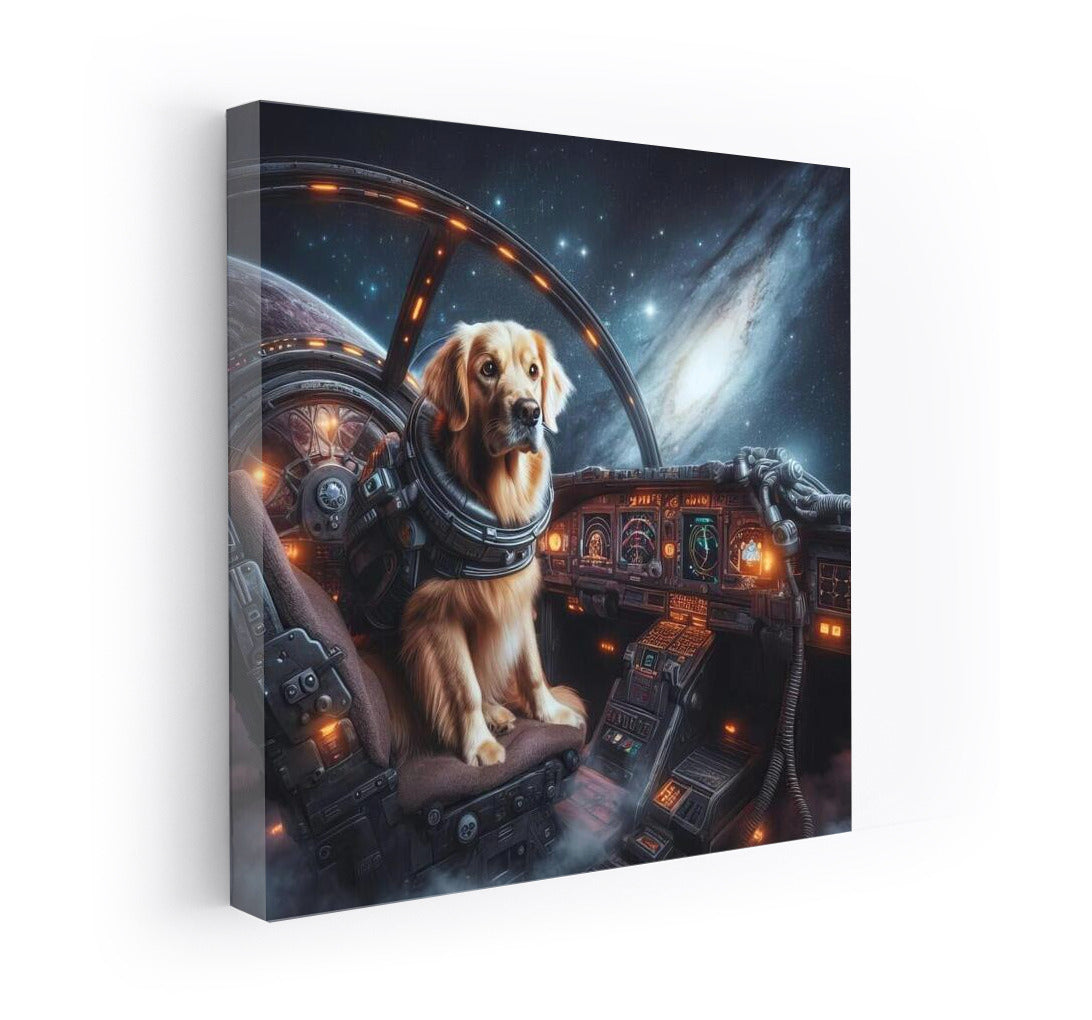 Golden Retriever Space Journey: Exploring Far Away Galaxies