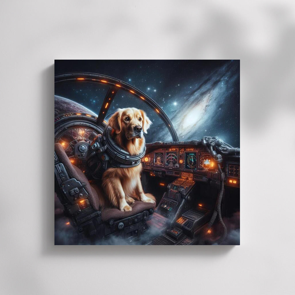 Golden Retriever Space Journey: Exploring Far Away Galaxies