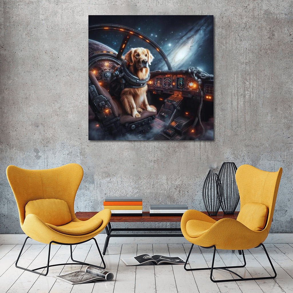 Golden Retriever Space Journey: Exploring Far Away Galaxies