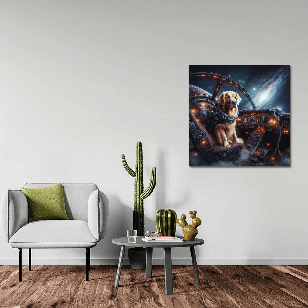Golden Retriever Space Journey: Exploring Far Away Galaxies