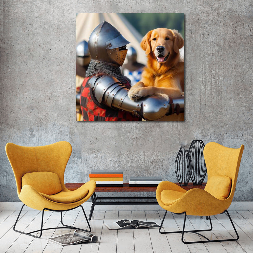 Golden Retriever at the Medieval Tournament: Knightly Spirit in Your Interior