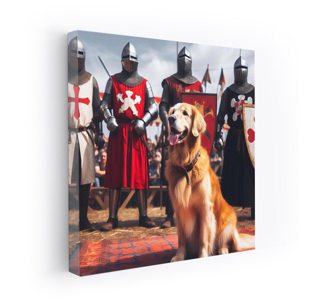 Golden Retriever at the Medieval Tournament: Knightly Valor