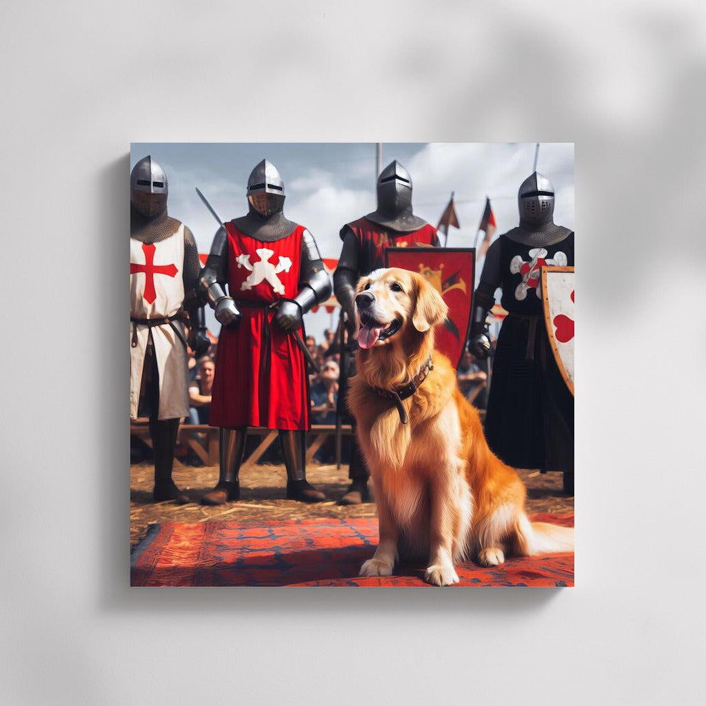 Golden Retriever at the Medieval Tournament: Knightly Valor