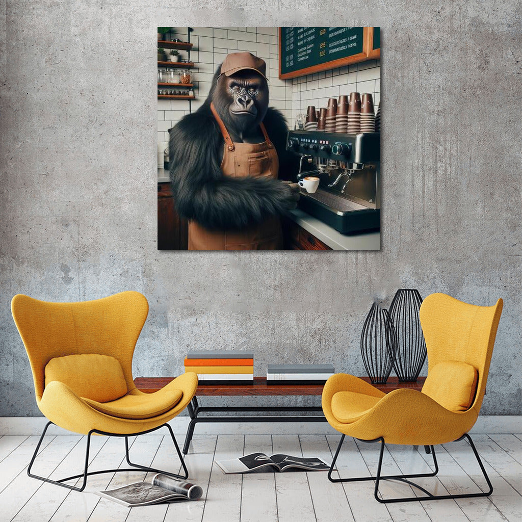 Gorilla Barista: Fun Coffee Decor for Interior