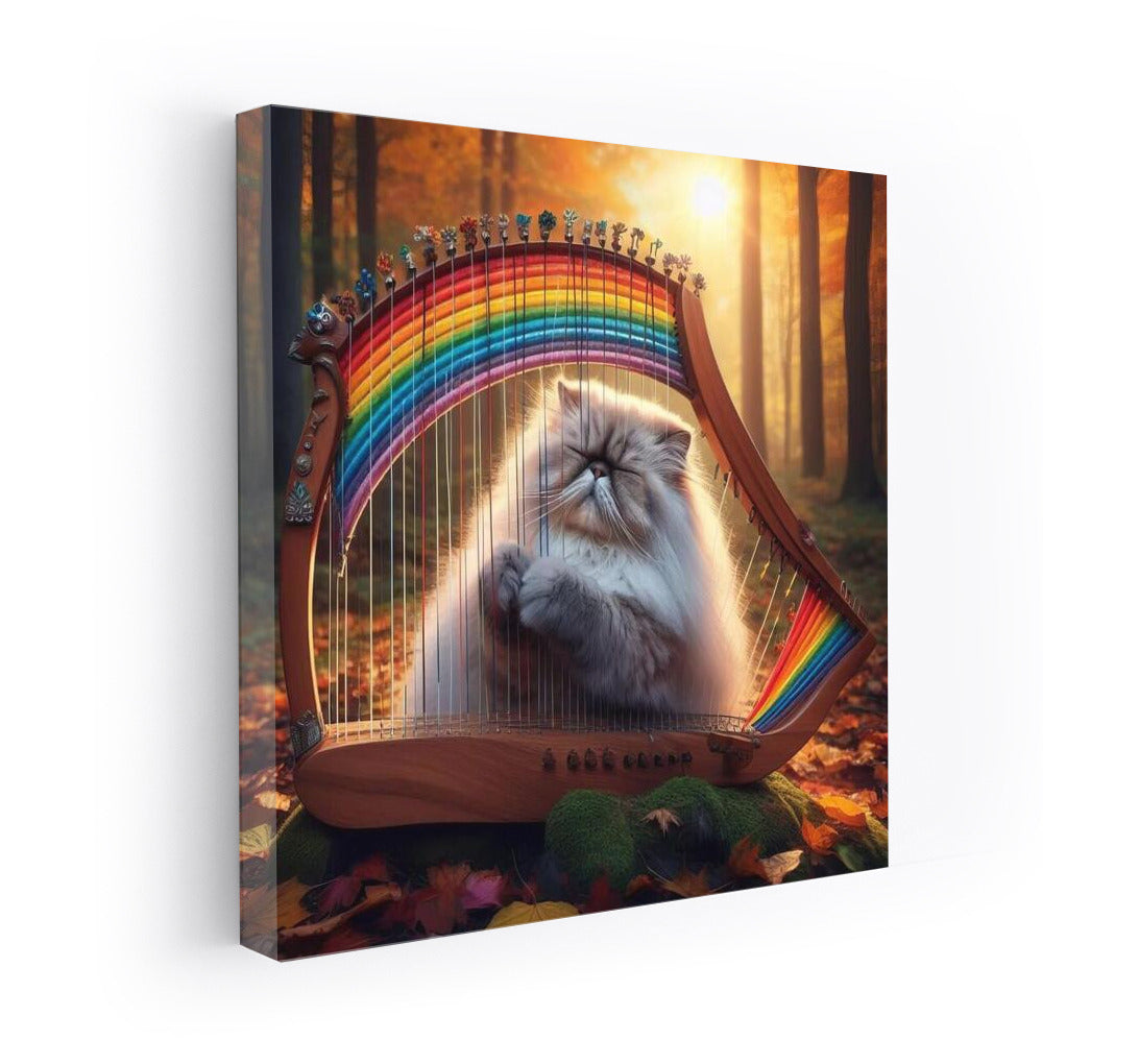 Himalayan Cat on Rainbow Harp: Melodies That Bring Nature to Life