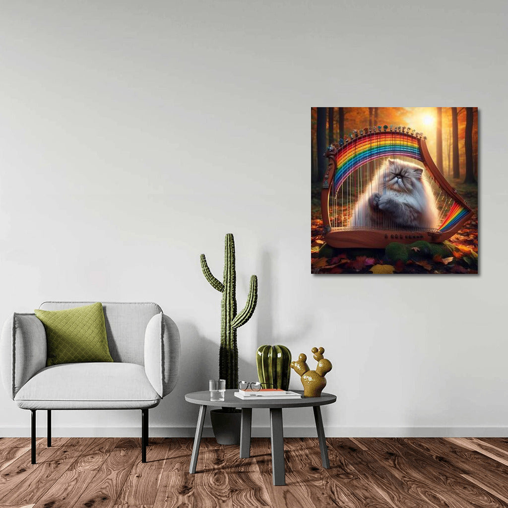 Himalayan Cat on Rainbow Harp: Melodies That Bring Nature to Life