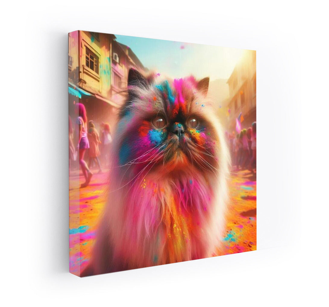 Himalayan Cat in Bright Holi Colours: The Fluffy Hero of the Festival