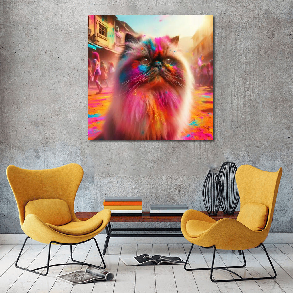 Himalayan Cat in Bright Holi Colours: The Fluffy Hero of the Festival