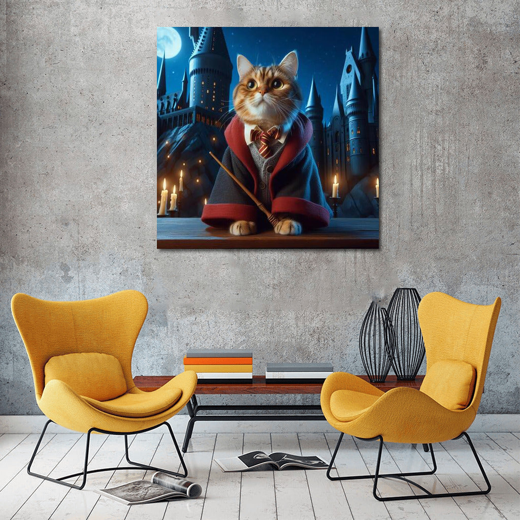 Magical Cat at the Gates of Hogwarts: Harry Potter Style