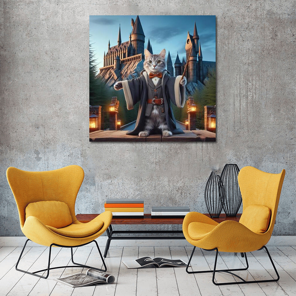 Magical Wizard Cat at Hogwarts: Harry Potter Inspiration