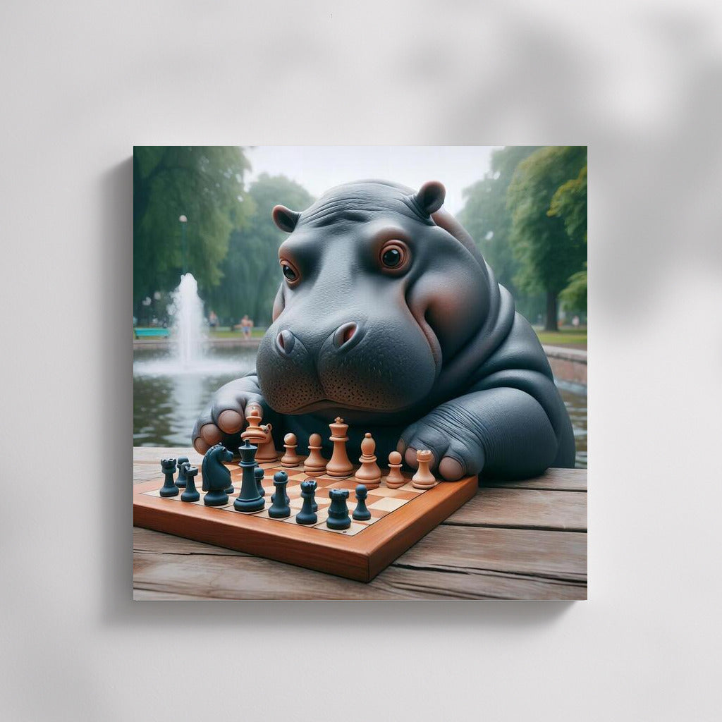Hippo Chess Tournament in the Park: Playful Decor for Your Home