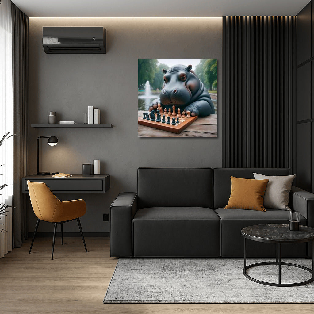 Hippo Chess Tournament in the Park: Playful Decor for Your Home
