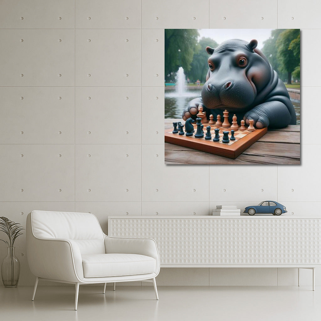 Hippo Chess Tournament in the Park: Playful Decor for Your Home