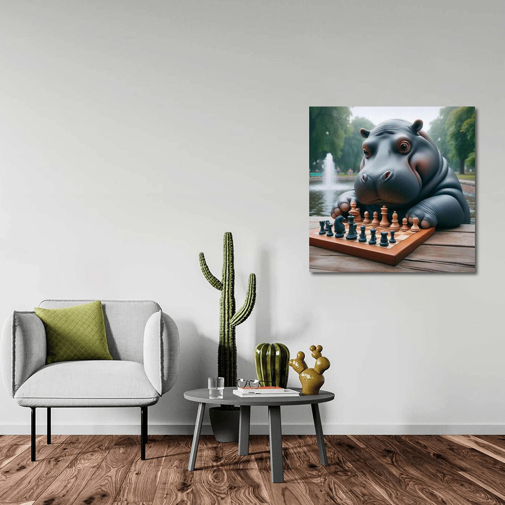 Hippo Chess Tournament in the Park: Playful Decor for Your Home