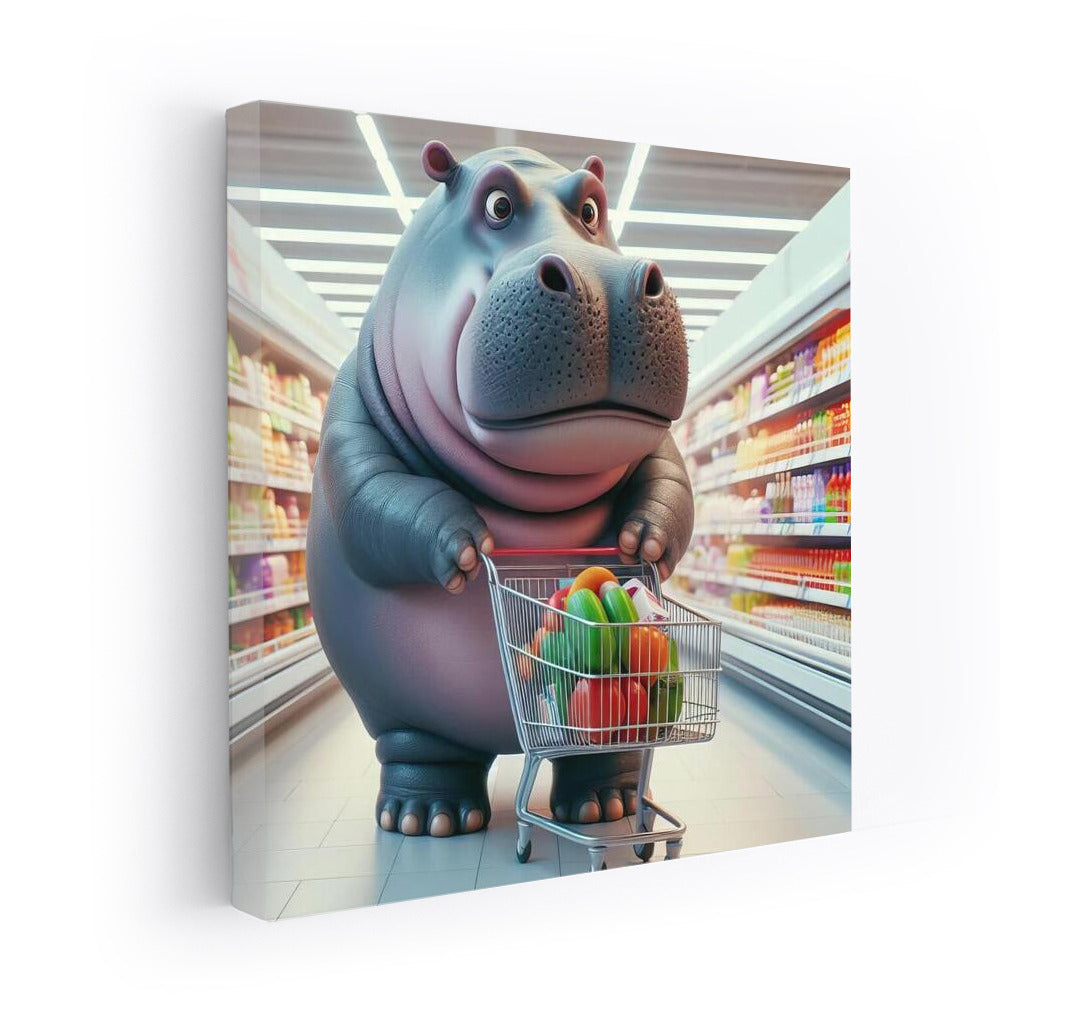 Happy Hippo Shopping at the Supermarket: Positive Adventures