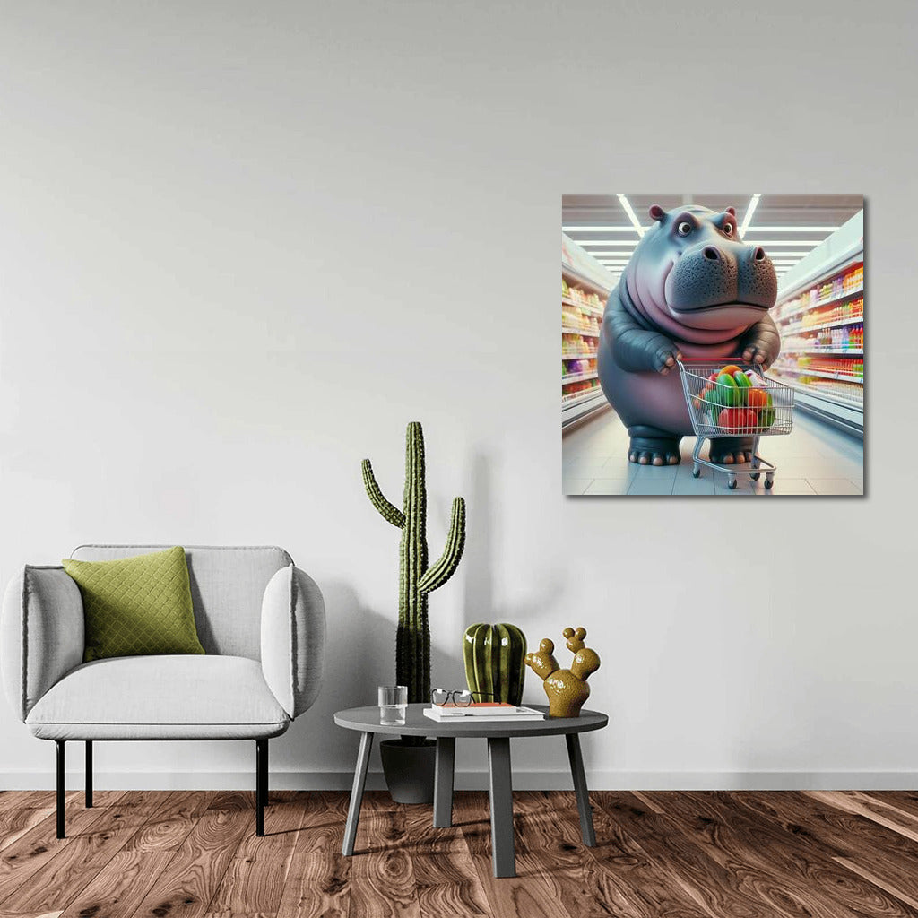 Happy Hippo Shopping at the Supermarket: Positive Adventures