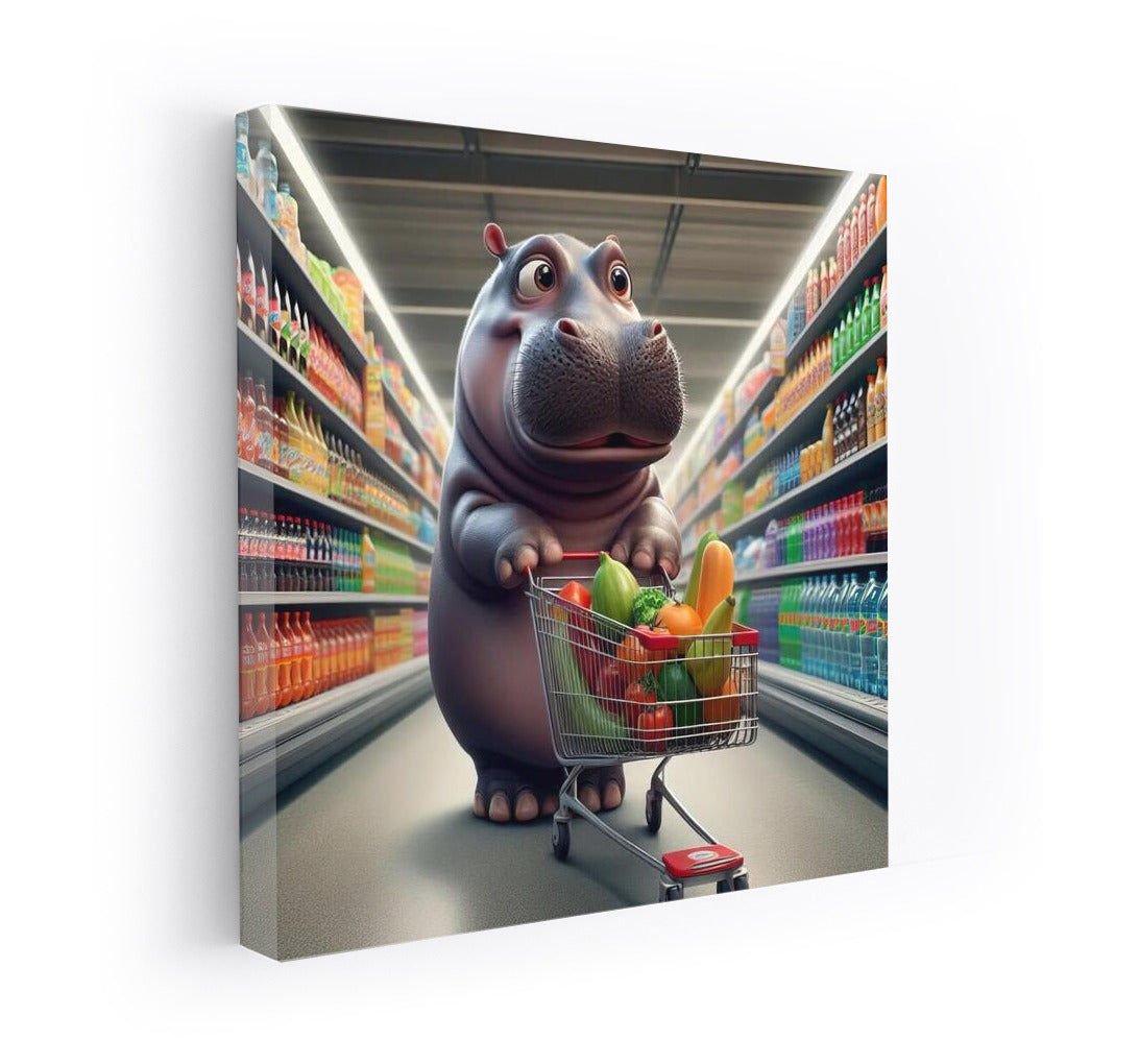 Hippo in the Supermarket: Fun Grocery Shopping