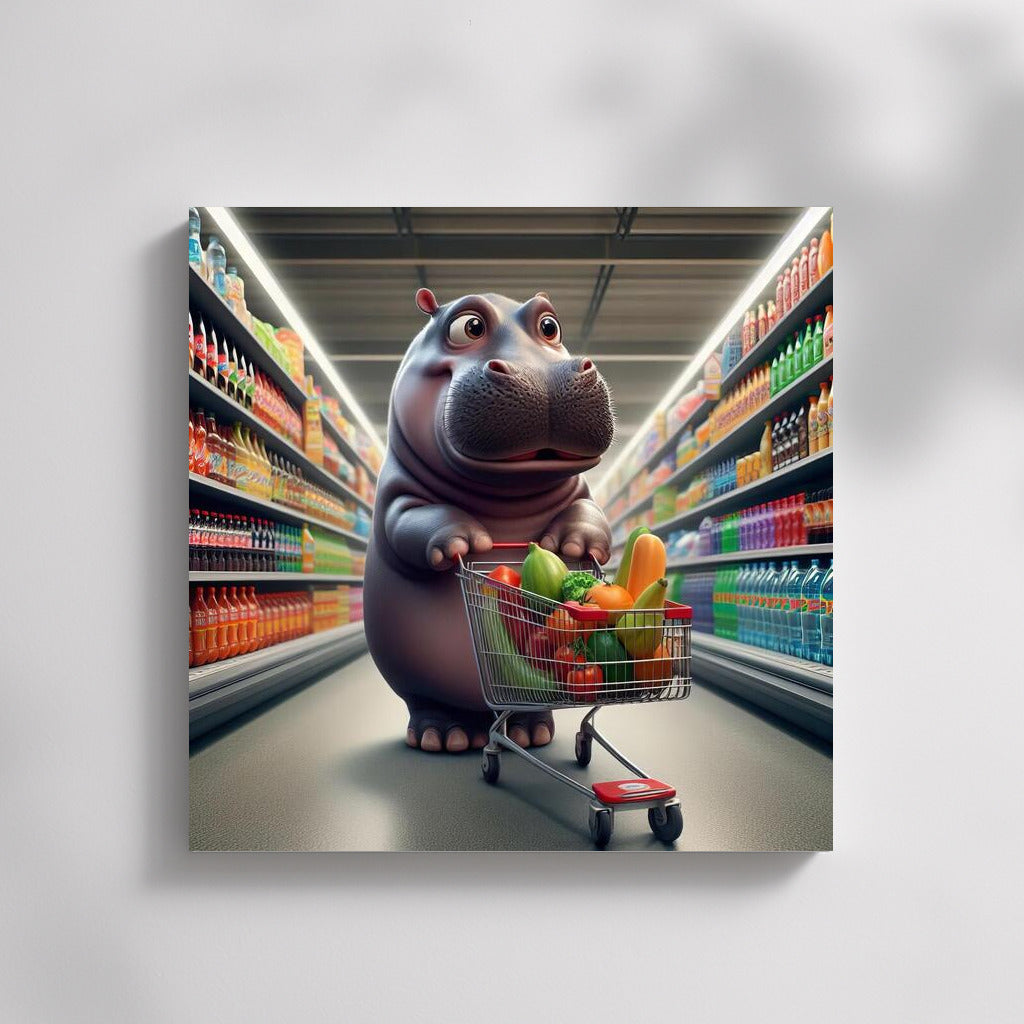 Hippo in the Supermarket: Fun Grocery Shopping