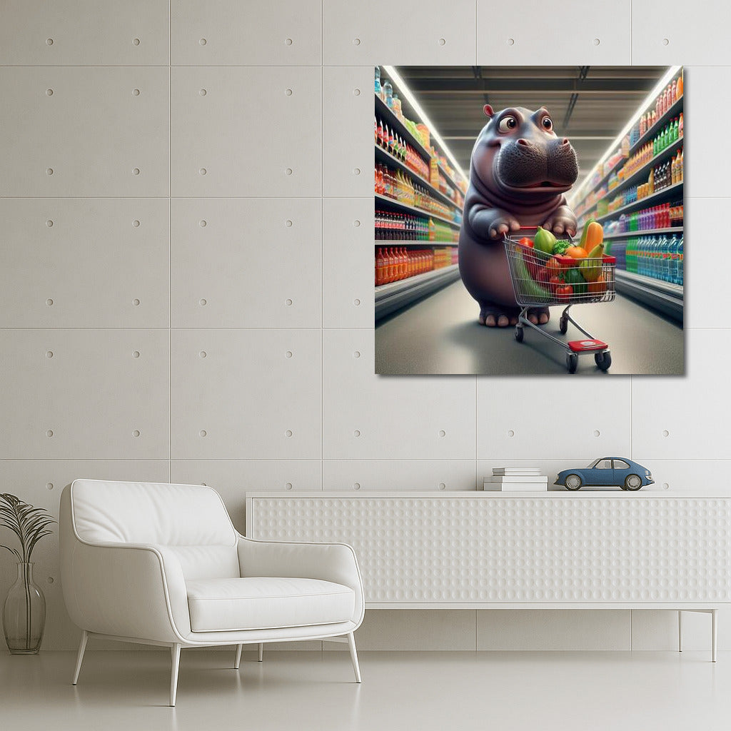 Hippo in the Supermarket: Fun Grocery Shopping