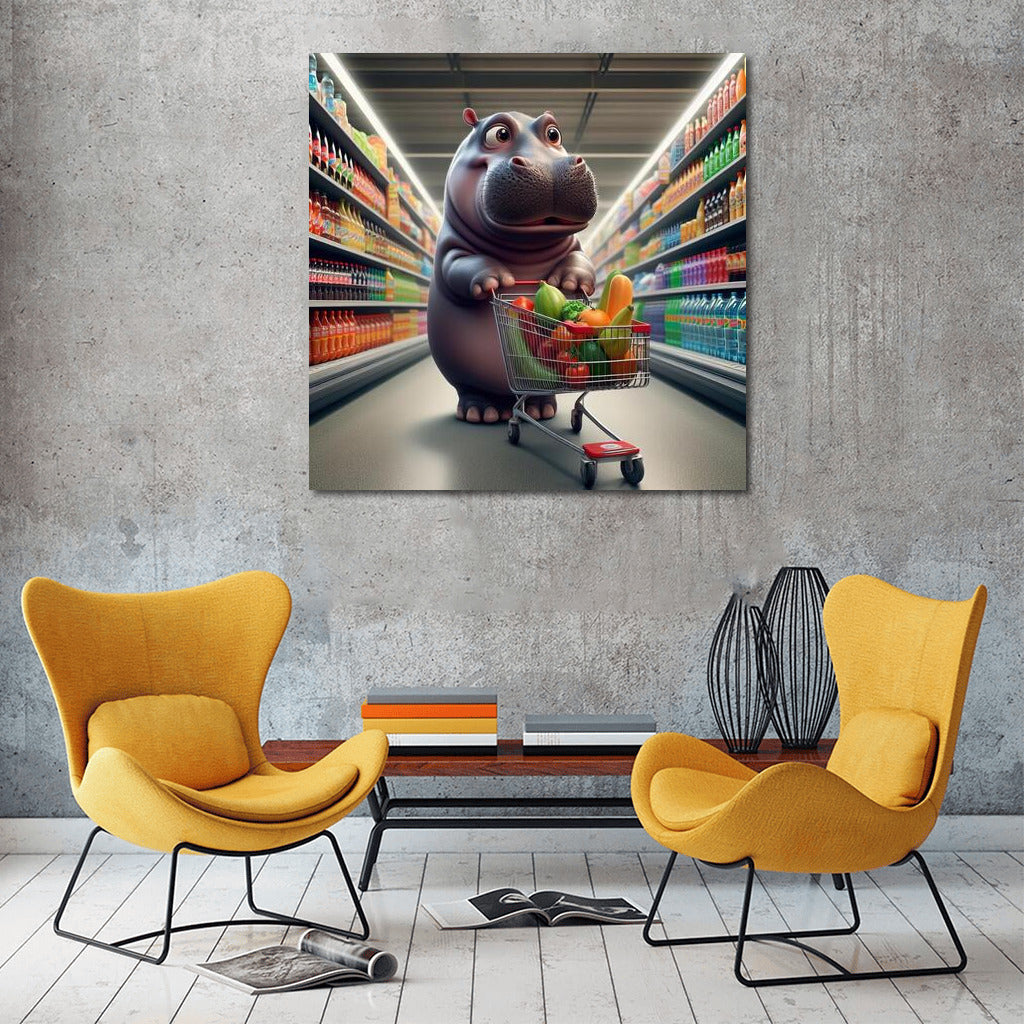 Hippo in the Supermarket: Fun Grocery Shopping