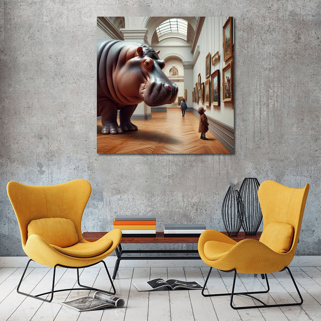 Hippopotamus in the Museum Halls: A Surreal Journey