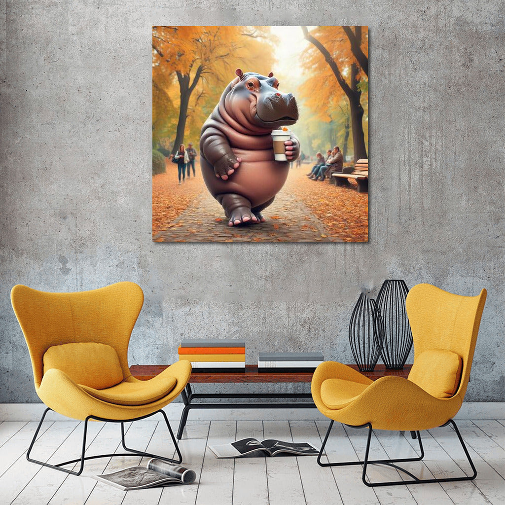 Autumn Hippo with Coffee in the Park: Coziness and Playfulness in the Interior