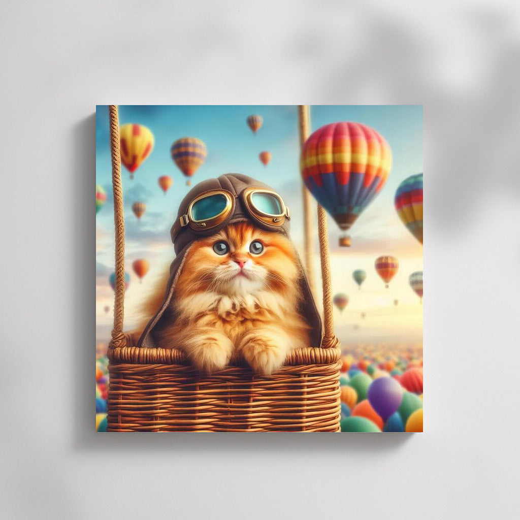 Kitten in a Balloon: Hot Air Balloon Cat 4 - Charm for Your Home