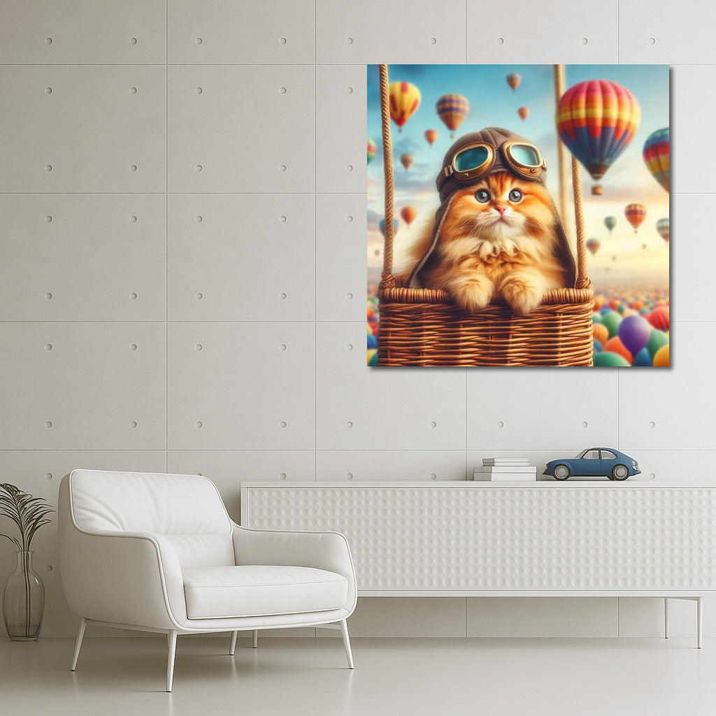 Kitten in a Balloon: Hot Air Balloon Cat 4 - Charm for Your Home