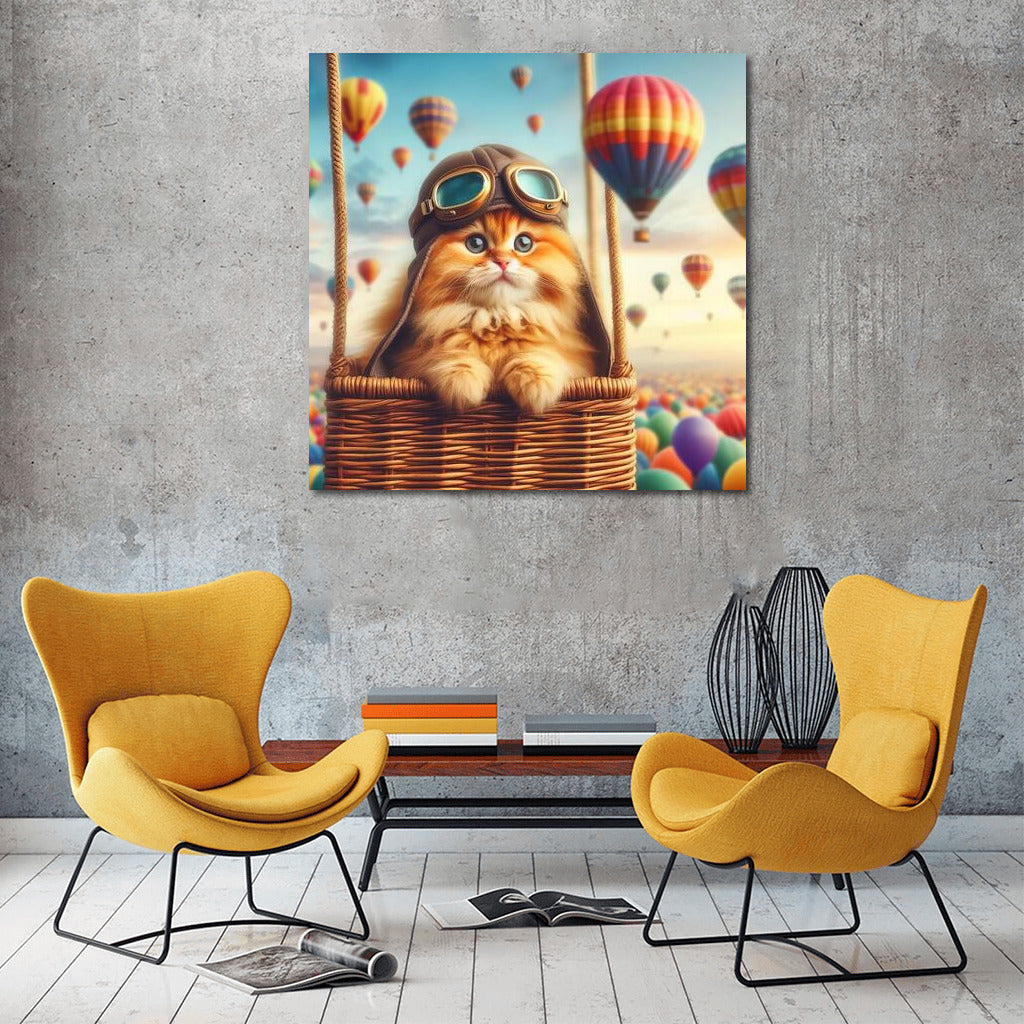 Kitten in a Balloon: Hot Air Balloon Cat 4 - Charm for Your Home