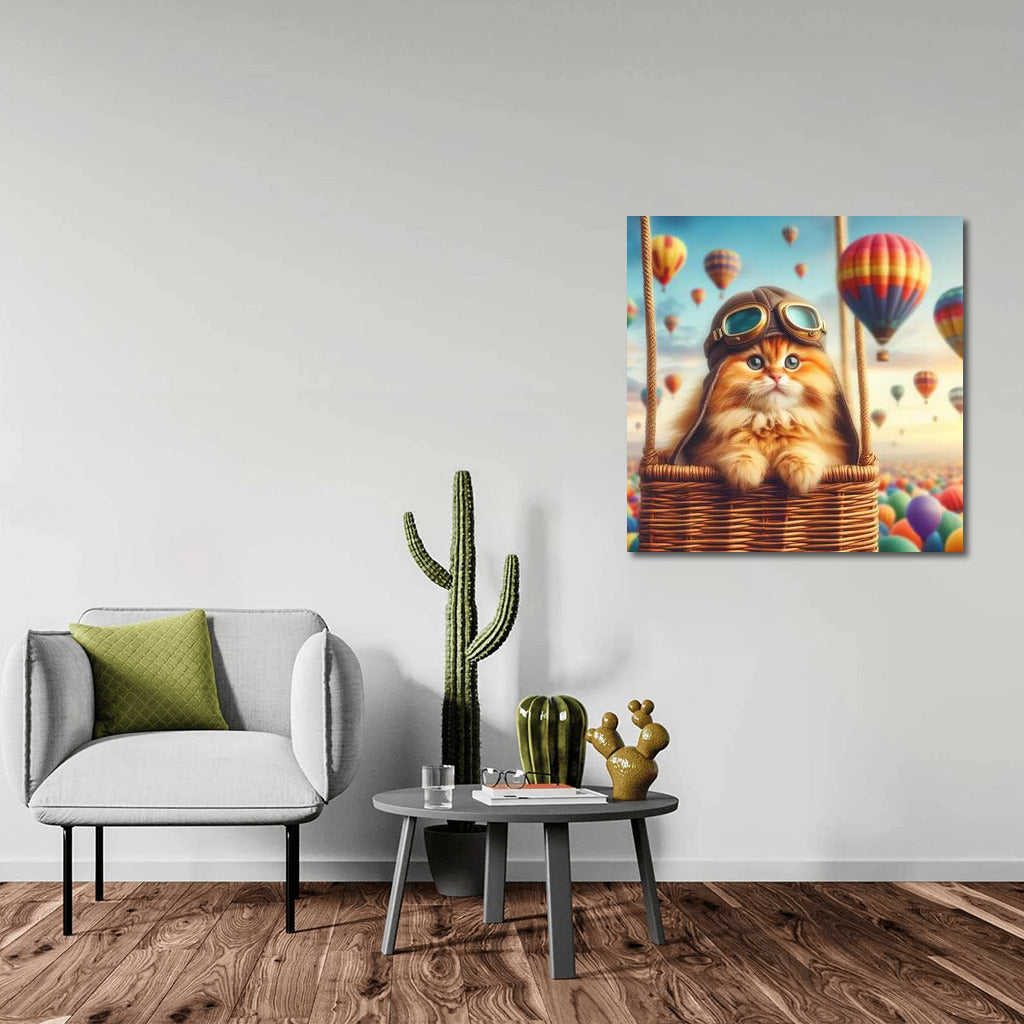 Kitten in a Balloon: Hot Air Balloon Cat 4 - Charm for Your Home