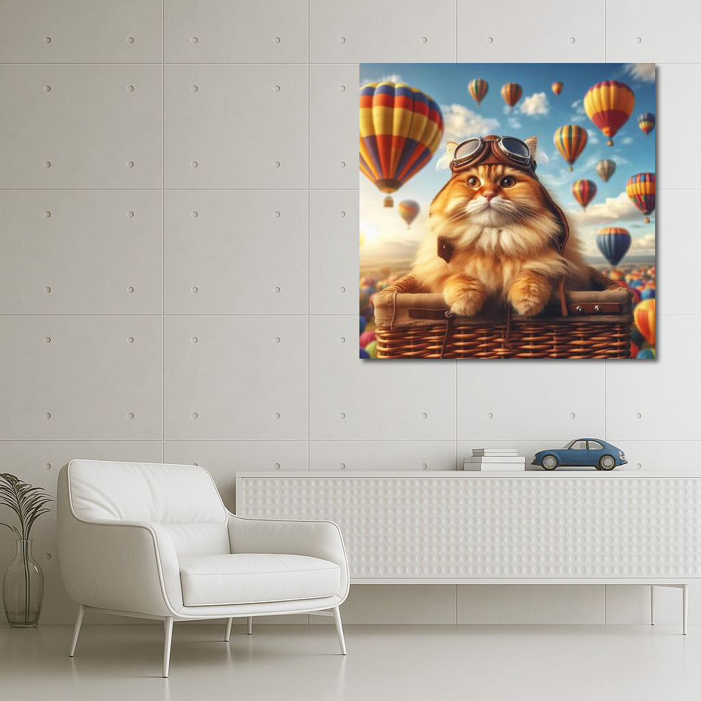 Fluffy Pilot: Cat in a Balloon