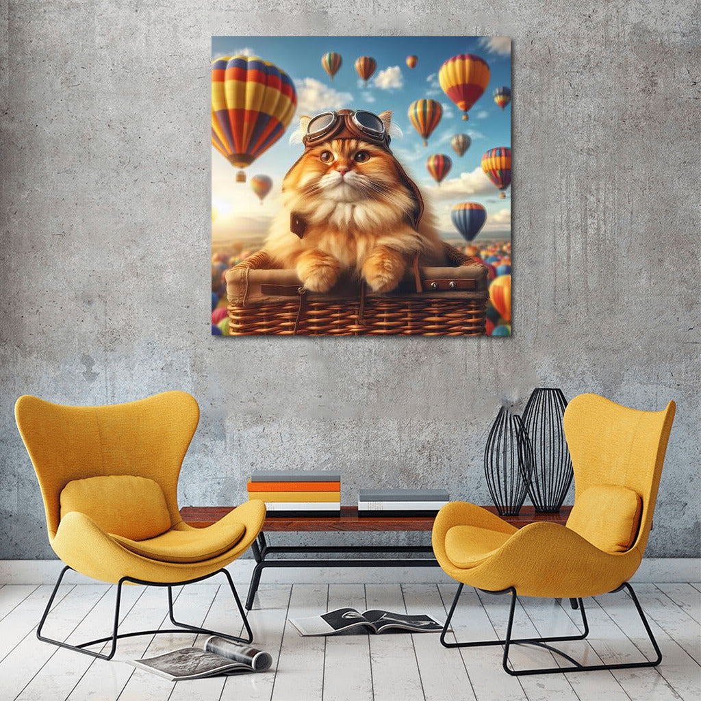 Fluffy Pilot: Cat in a Balloon