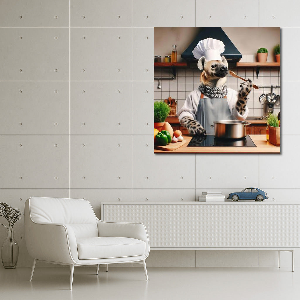 Culinary Adventures: Adorable Hyena Chef in the Kitchen