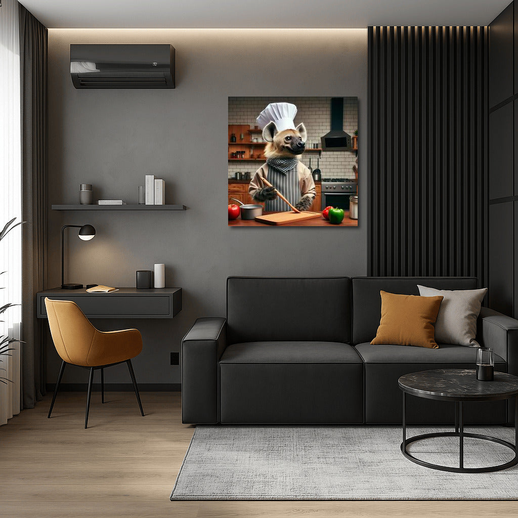 Charming Chef in Stylish Kitchen: Culinary Inspiration with Humor