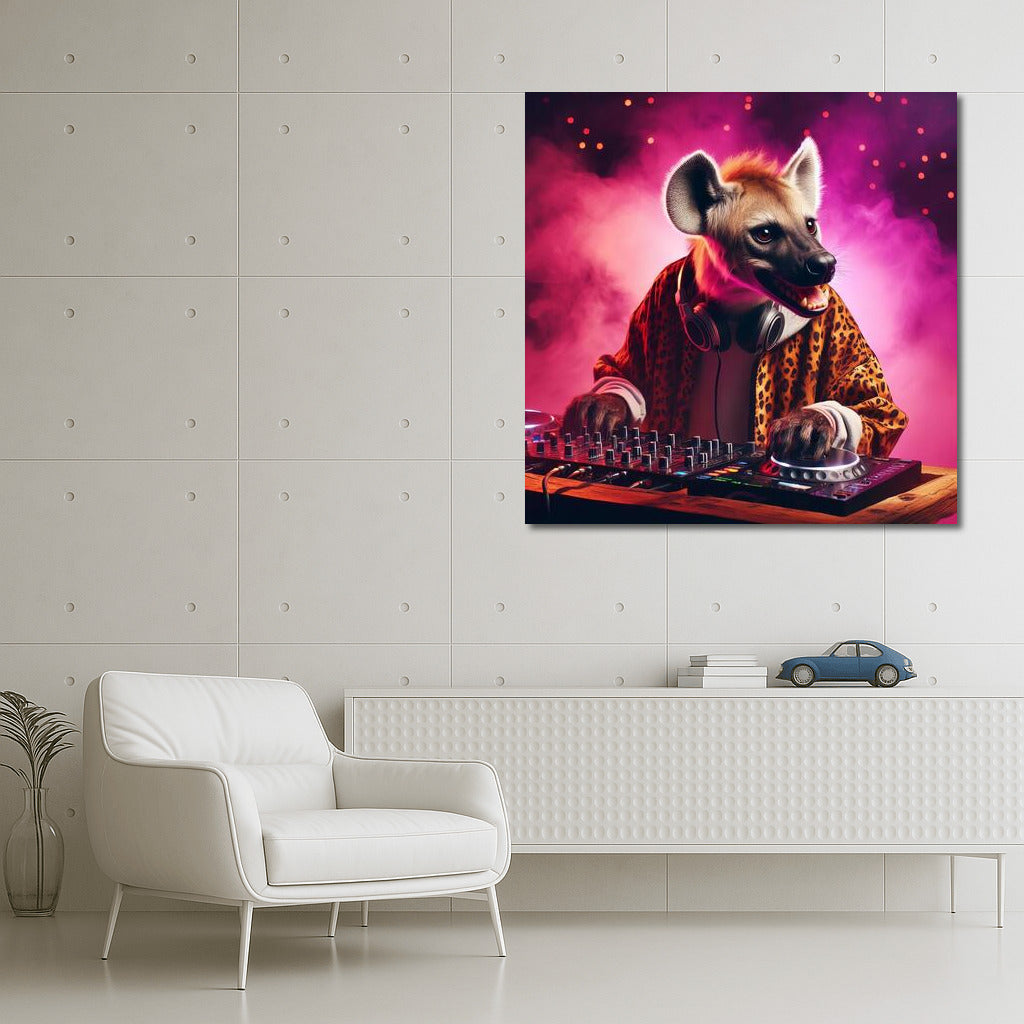 Neon DJ in Smoke: Bright Accent for Dynamic Interior