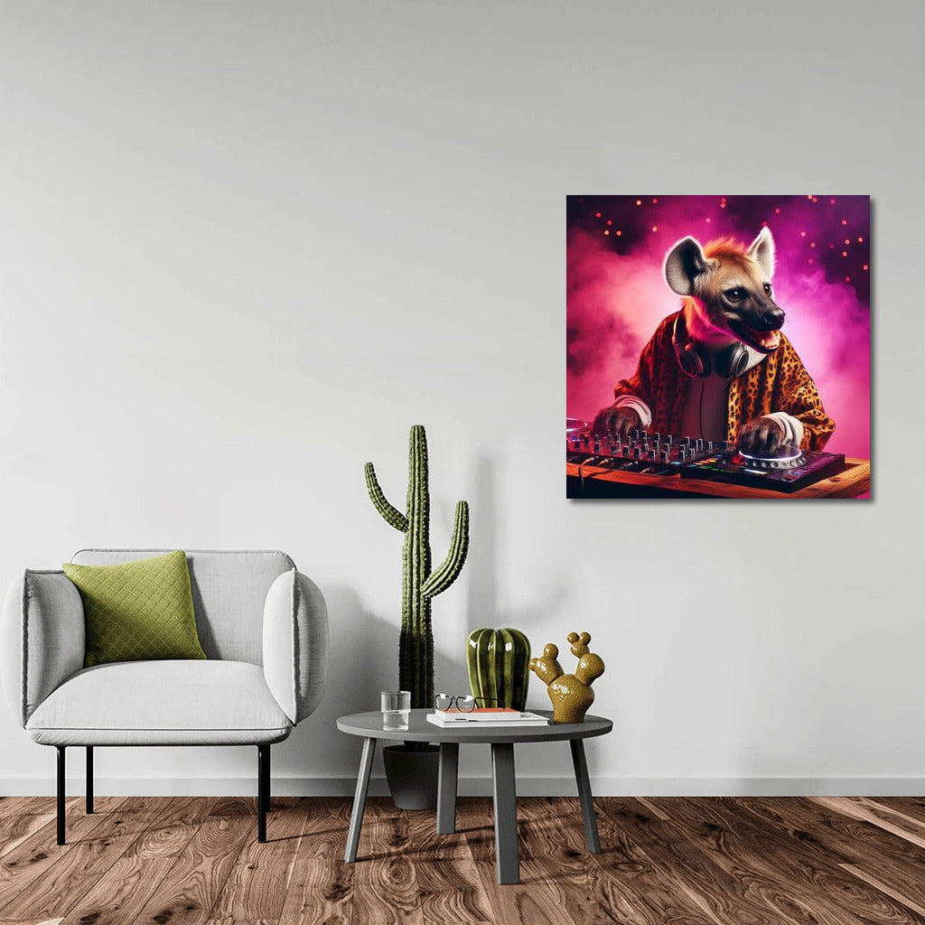 Neon DJ in Smoke: Bright Accent for Dynamic Interior