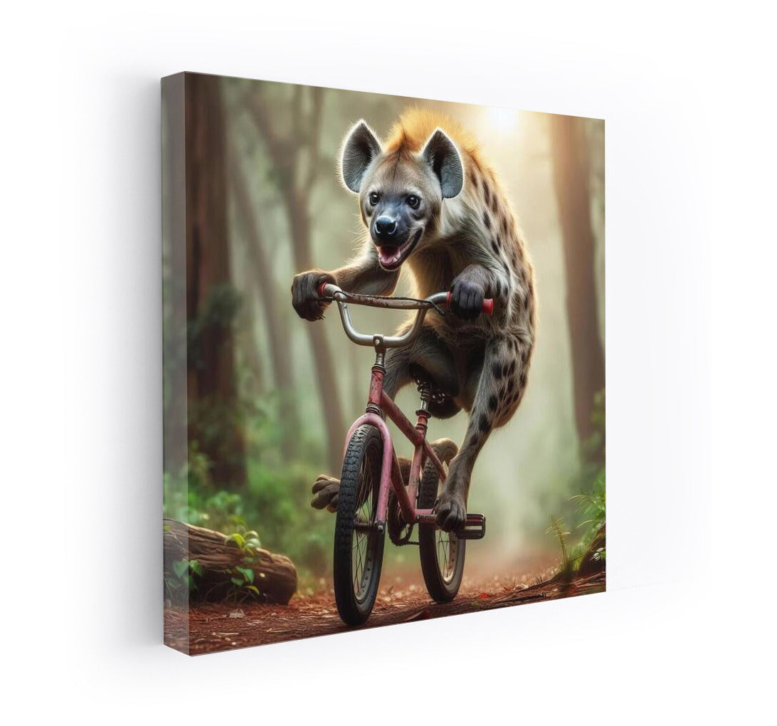 Playful Cyclist: Hyena in the Forest