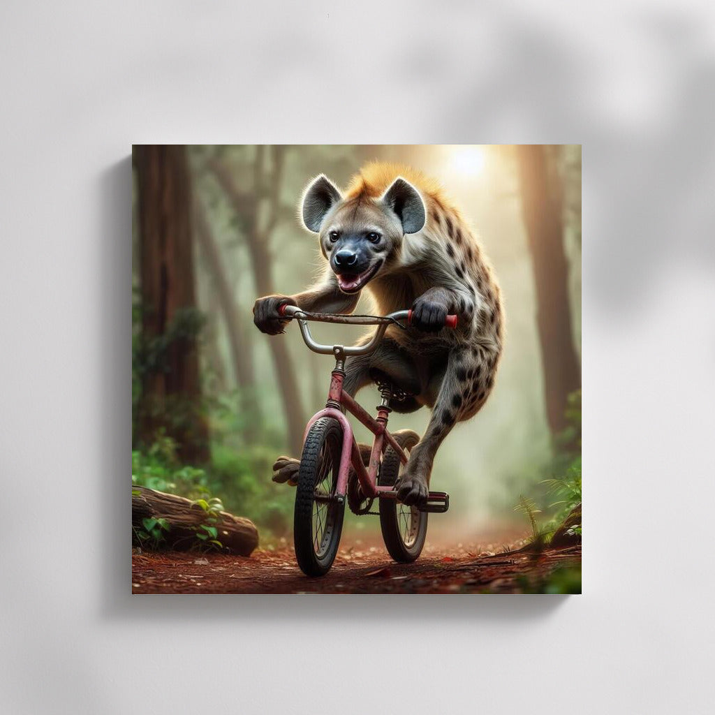 Playful Cyclist: Hyena in the Forest
