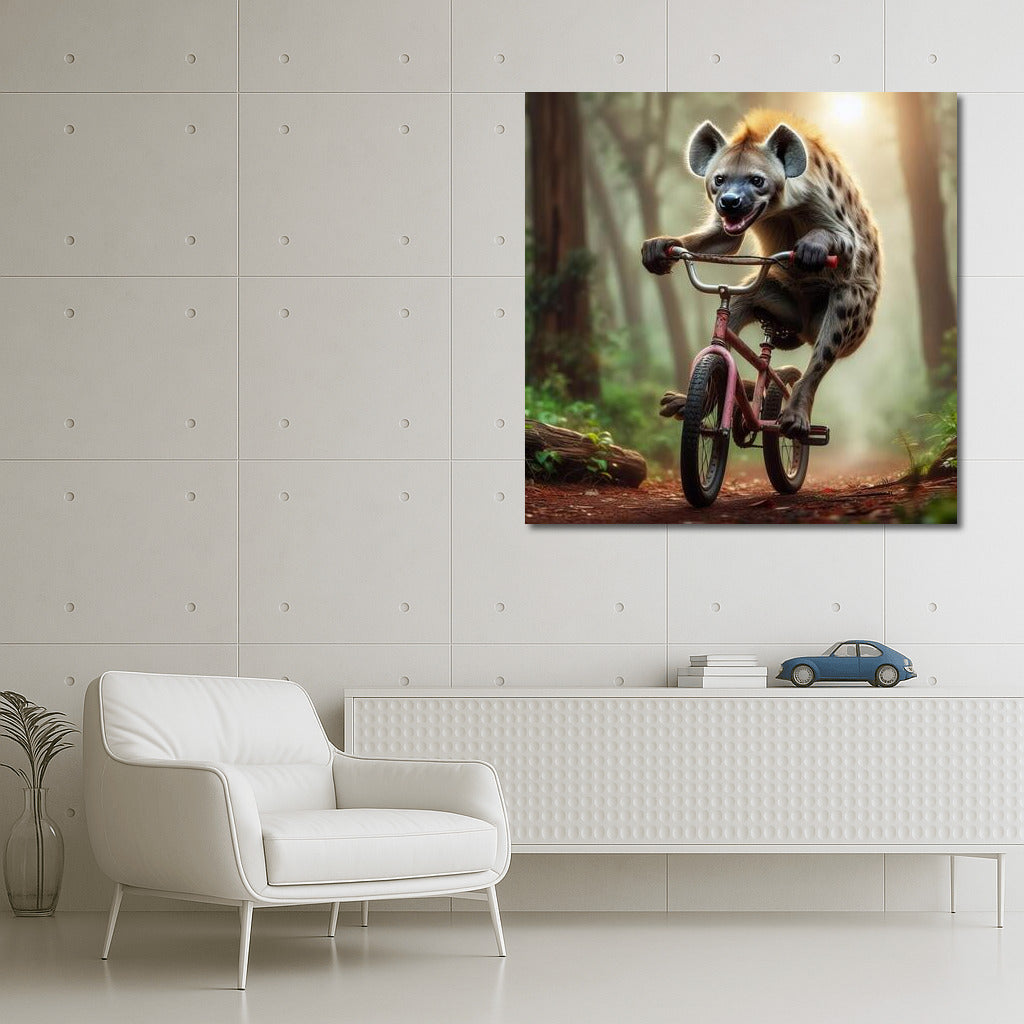 Playful Cyclist: Hyena in the Forest
