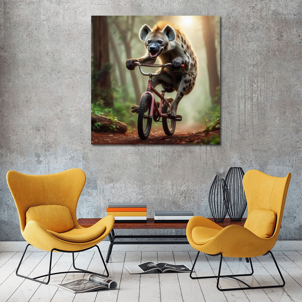 Playful Cyclist: Hyena in the Forest