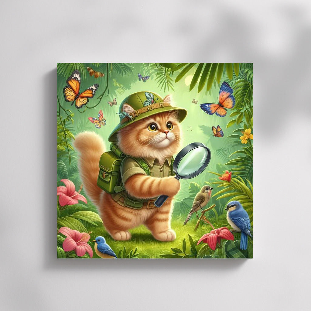 Jungle Explorer Cat: A Fluffy Traveler for Your Interior