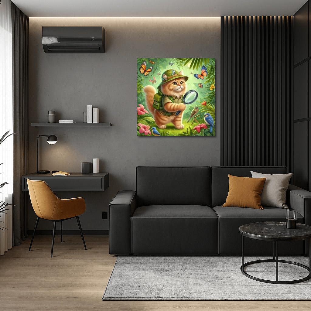 Jungle Explorer Cat: A Fluffy Traveler for Your Interior