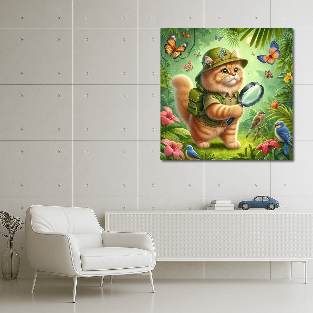 Jungle Explorer Cat: A Fluffy Traveler for Your Interior