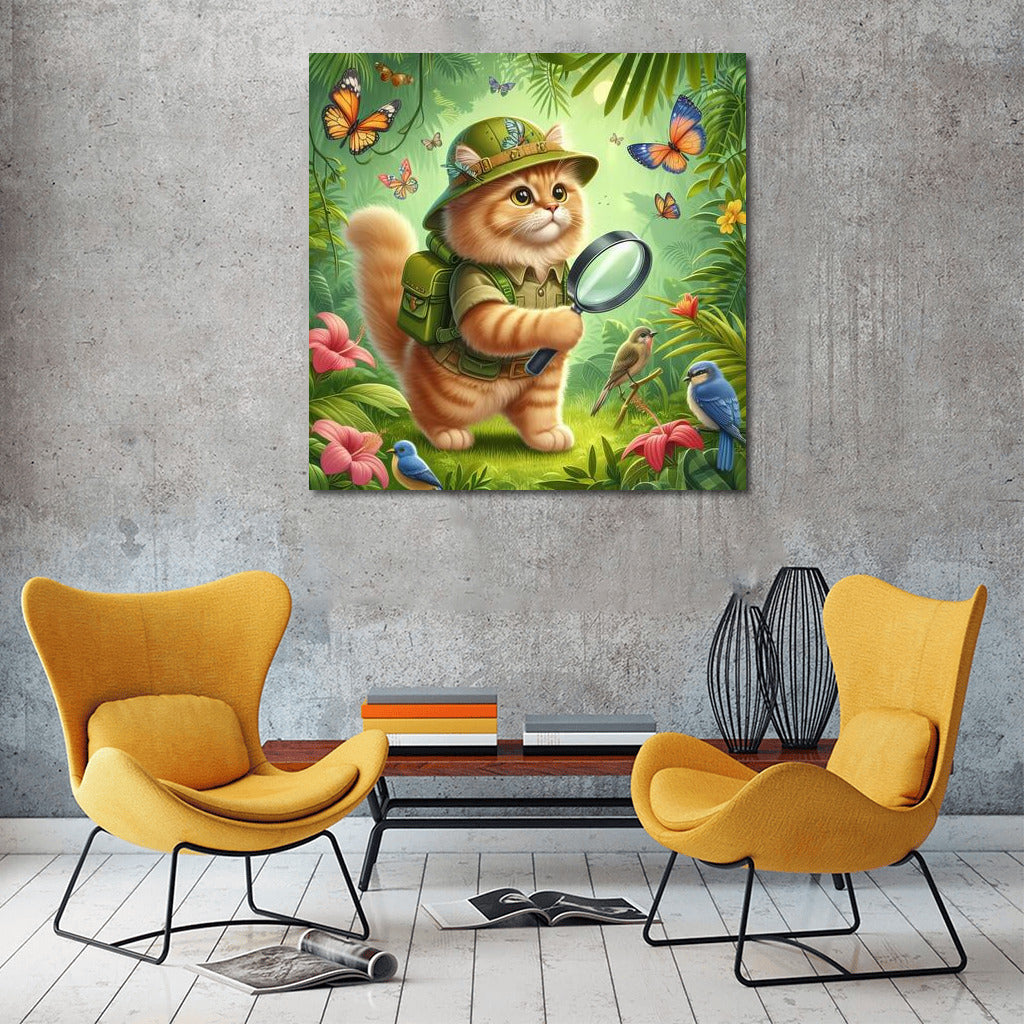 Jungle Explorer Cat: A Fluffy Traveler for Your Interior