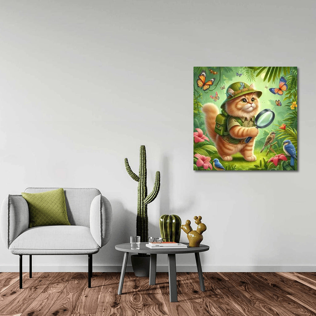 Jungle Explorer Cat: A Fluffy Traveler for Your Interior