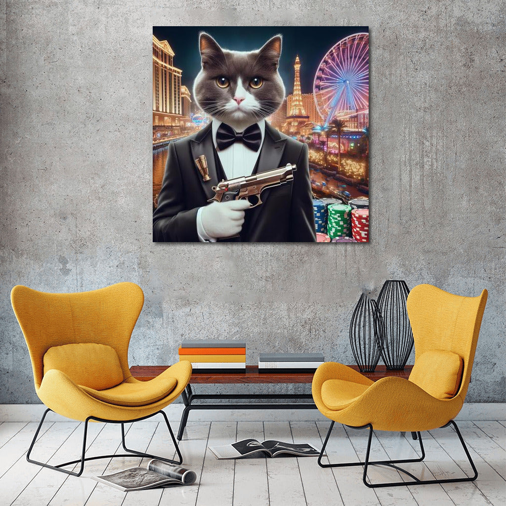 Cat-Agent 007: Stylish Tuxedo and Casino