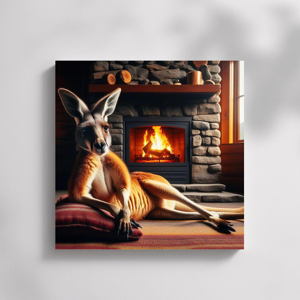 Cozy Kangaroo by the Fireplace at Mountain Hut
